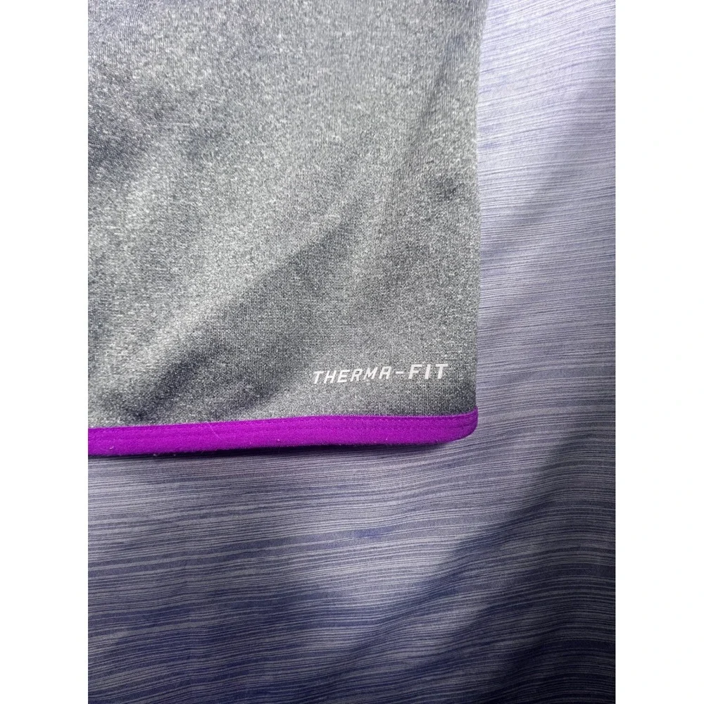 Nike Therma-FIT Just Do It Hoodie XL Gray Purple Raglan Thumbhole Pullover